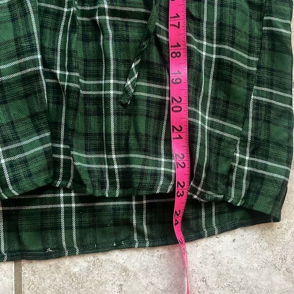 Three Dots Mason Plaid Long Sleeve Blouse Dark Green - Picture 16 of 16